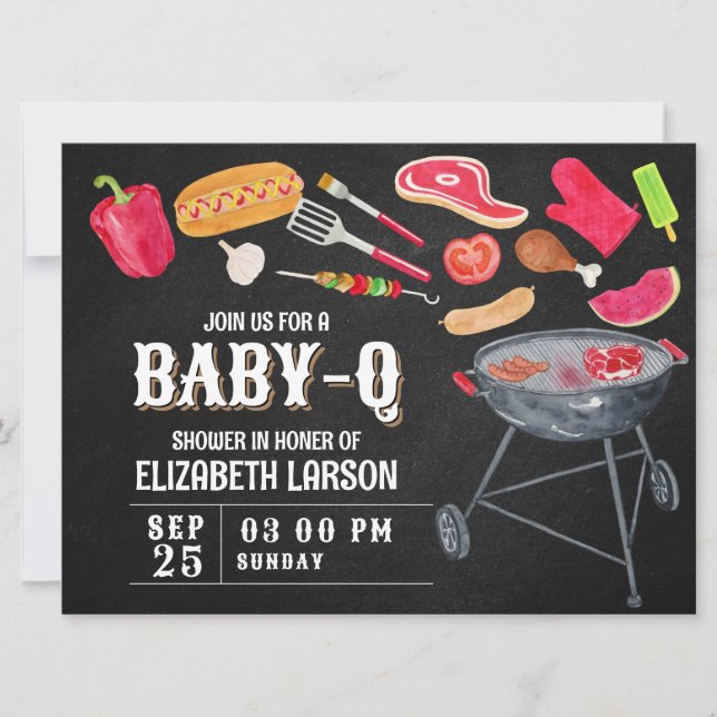 Invitación Watercolor Baby Q Fiesta Baby Shower (Anverso)