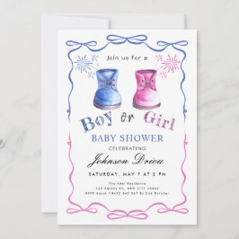 Invitación Watercolor Baby Shoes Theme | Neutral Baby Shower