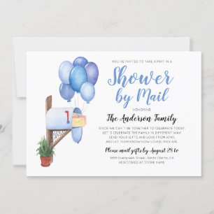 Invitación Watercolor Baby Shower Por Correo Larga Distancia