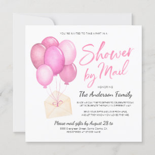 Invitación Watercolor Baby Shower Por Correo Larga Distancia