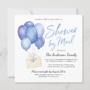 Invitación Watercolor Baby Shower Por Correo Larga Distancia