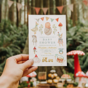 Invitación Watercolor Baby Toys Clothes Esentials Baby Shower