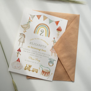 Invitación Watercolor Baby Toys Whimsical Birthday