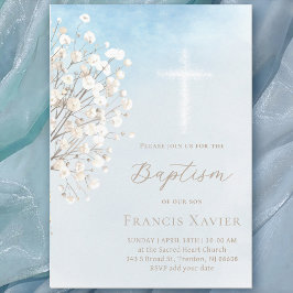 Invitación watercolor baby's breath | Baptism baby boy