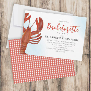 Invitación Watercolor Bachelorette Party Red Lobster Coastera