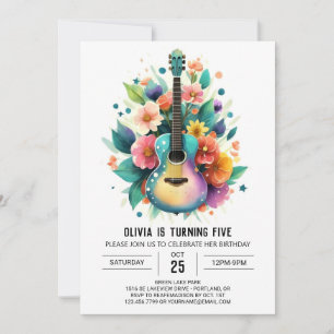 Invitación Watercolor Ballad Guitar Birthday