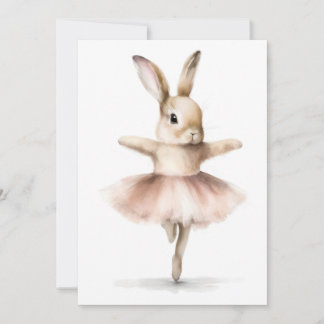 Invitación Watercolor Ballerina Bunny Dancing Tan Pink