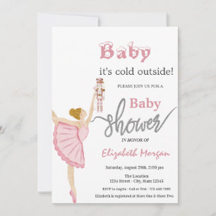 Invitación Watercolor Ballerina Nutcracker Pink Baby Shower