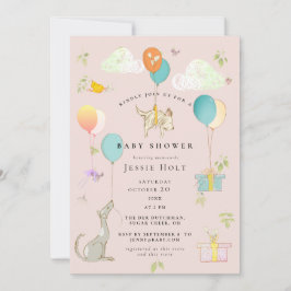 Invitación Watercolor Balloon Puppy Baby Shower