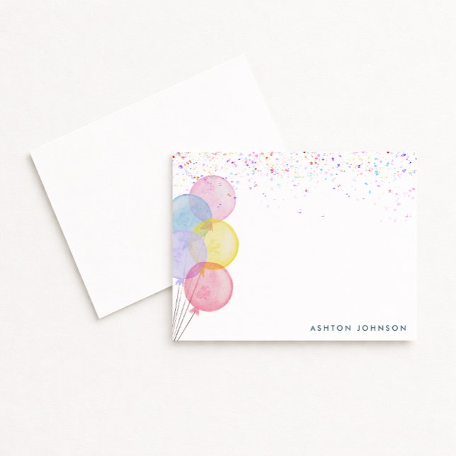 Invitación Watercolor Balloons Birthday Note Card (Subido por el creador)