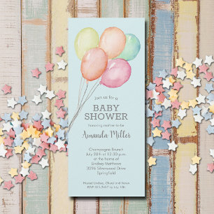 Invitación Watercolor Balloons Boy Baby Shower