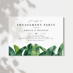 Invitación Watercolor Banana Palm deja partido del compromiso