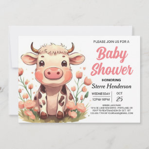 Invitación Watercolor Barnyard Bliss Cow Baby Shower