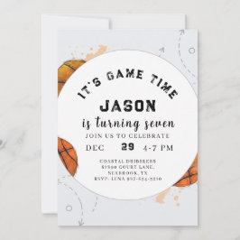 Invitación Watercolor Basketball Birthday Invitation