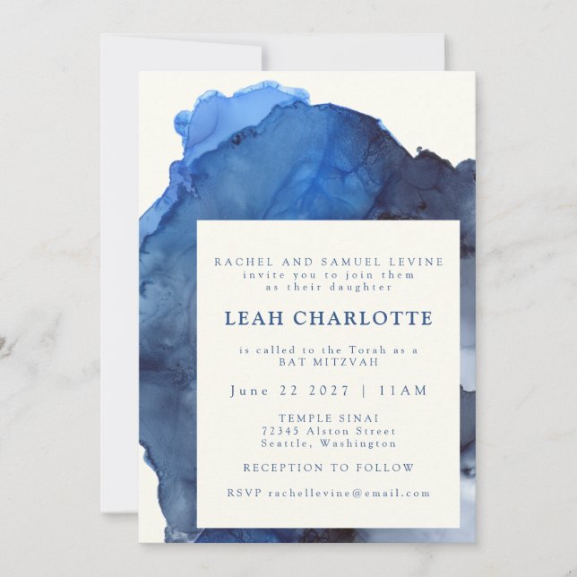 Invitación Watercolor Bat Bar Mitzvah (Anverso)