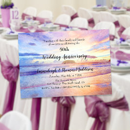 Invitación Watercolor Beach 50° Aniversario del Boda