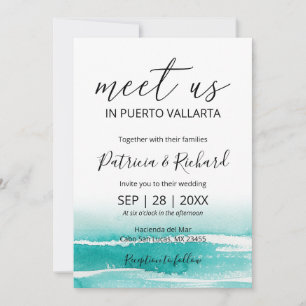 Invitación Watercolor Beach Caribbean Destination Wedding