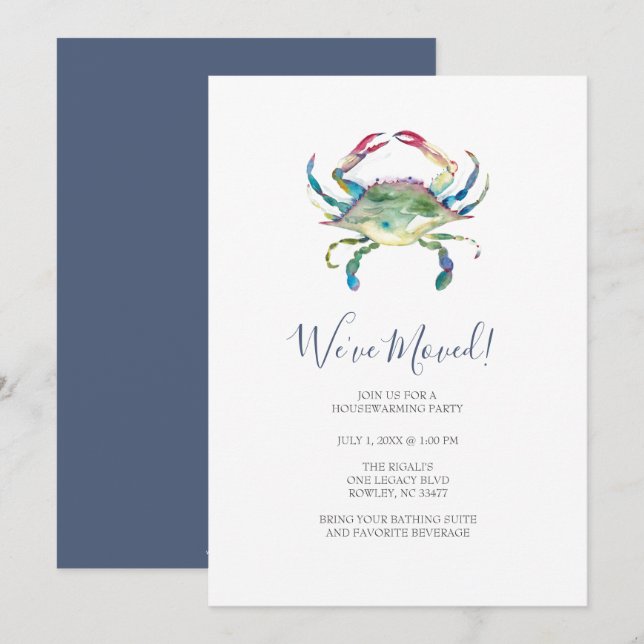 Invitación Watercolor Beach Fiesta (Anverso / Reverso)