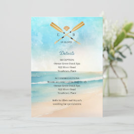 Invitación Watercolor Beach Oars Boda Insertar Recepción