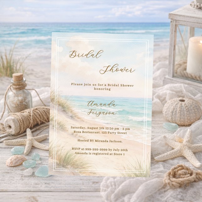 Invitación Watercolor beach sand dunes Bridal Shower (Subido por el creador)