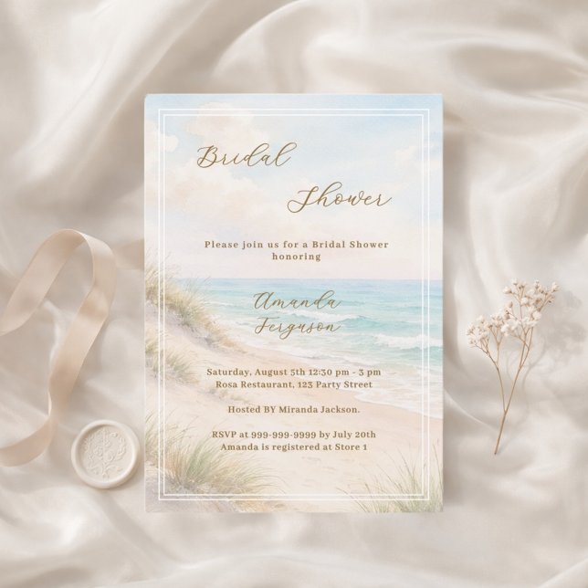 Invitación Watercolor beach sand dunes Bridal Shower (Subido por el creador)