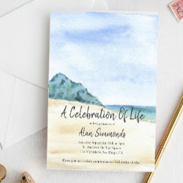 Invitación Watercolor Beach Scene Celebration Of Life