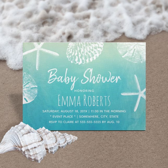 Invitación Watercolor Beach Seashells Baby Shower (Subido por el creador)