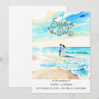 Invitación Watercolor Beach: Summer Wedding Save the Date