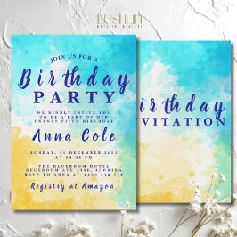 Invitación Watercolor Beach y Ocean Birday Design