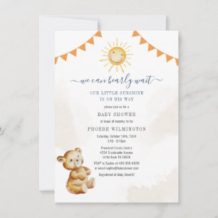 Invitación Watercolor Bear Sunshine Boys Baby Shower
