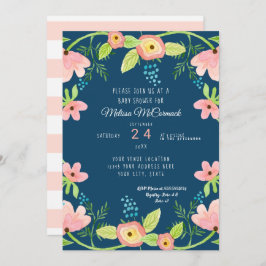 Invitación Watercolor Bebé Chica Ducha Moderno BOHO Arte Flor