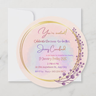 Invitación Watercolor Berries Circular Bridal Shower Invitati
