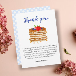 Invitación Watercolor Berry Pancake Blue Gingham Gracias