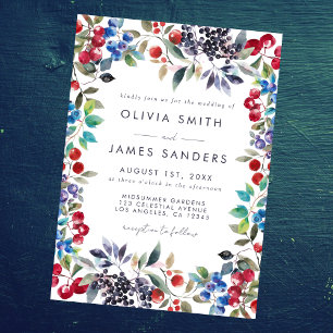 Invitación Watercolor Berry Summer Boda
