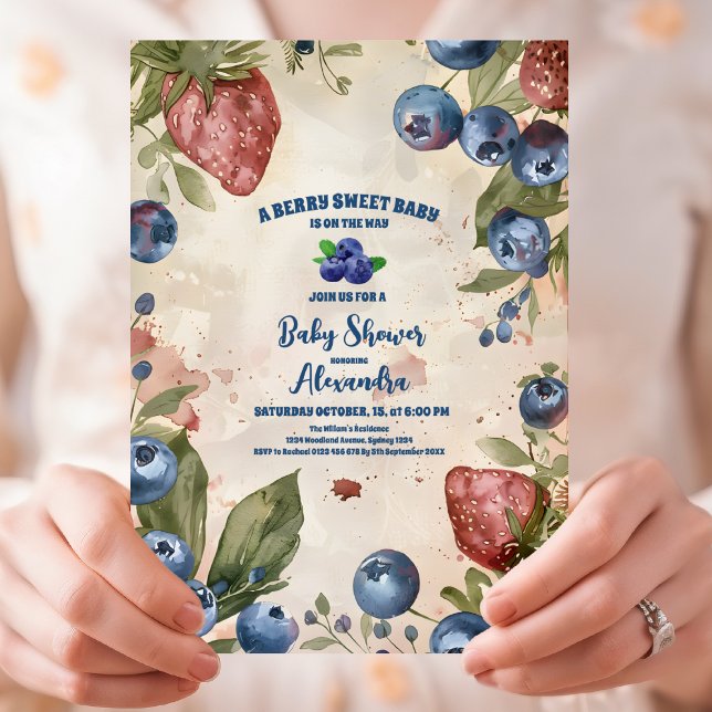 Invitación Watercolor Berry Sweet Baby Shower (Subido por el creador)