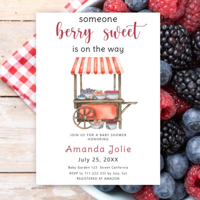 Invitación Watercolor Berry Sweet Berries Baby Shower (Subido por el creador)