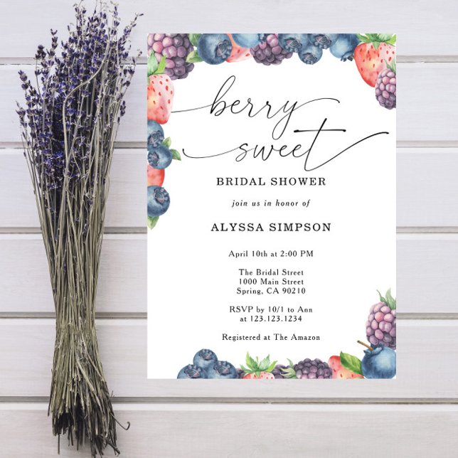 Invitación Watercolor Berry Sweet Bridal Shower (Subido por el creador)