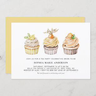 Invitación Watercolor Berry y Citrus Cupcakes Tea Fiesta