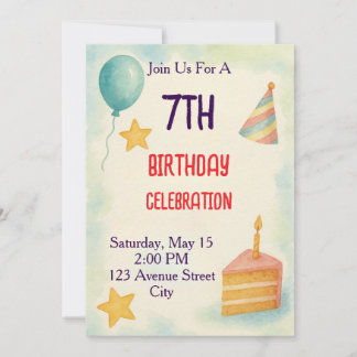 Invitación Watercolor Birthday Celebration