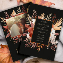 Watercolor Black Fall Floral Photo Boda