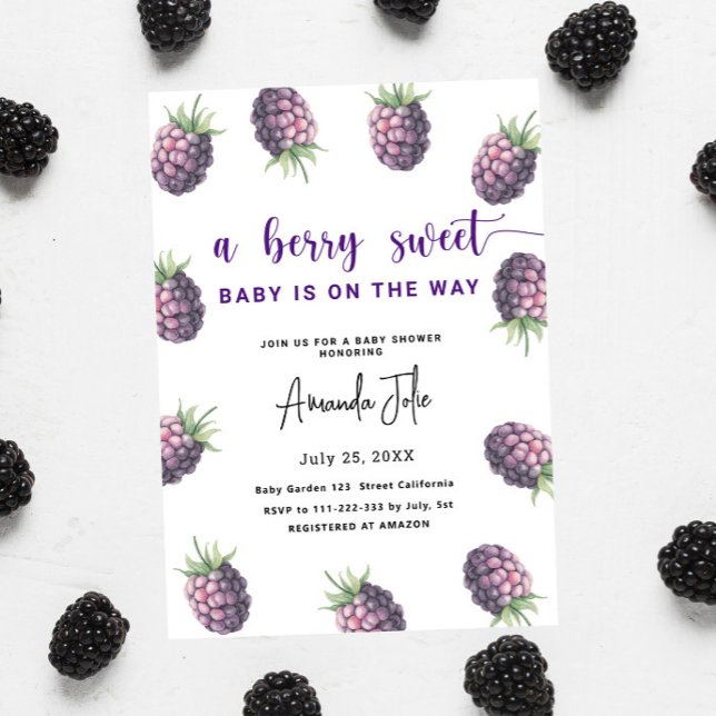 Invitación Watercolor Blackberry Baby Shower (Subido por el creador)