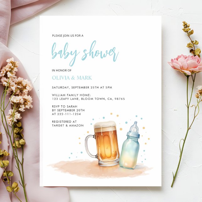 Invitación Watercolor Blue Boy Breaking Baby Shower (Subido por el creador)