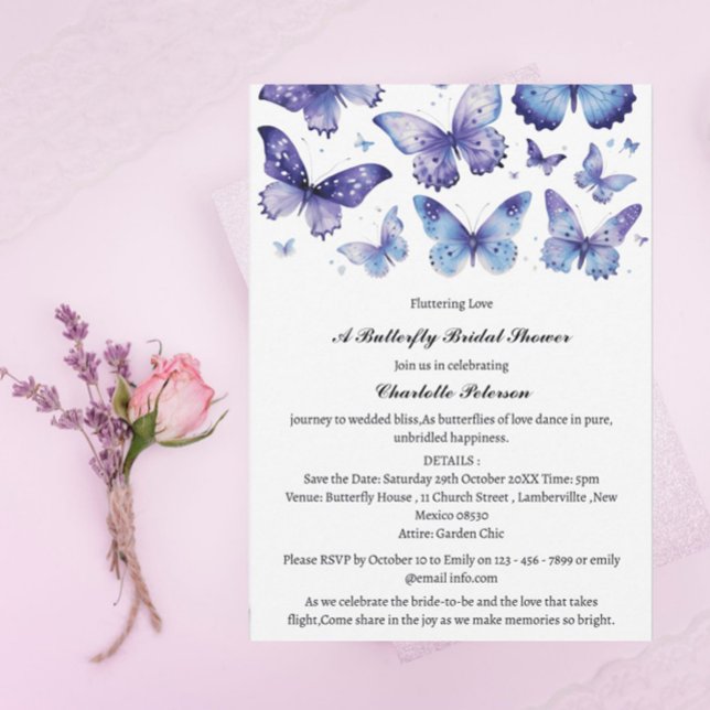 Invitación Watercolor Blue Butterfly Brily Shower (Subido por el creador)