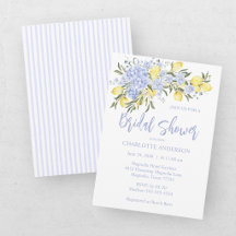 Watercolor Blue Citrus Lemon Bridal Shower