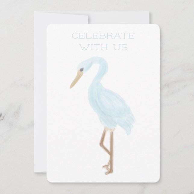 Invitación Watercolor Blue Crane (Anverso)