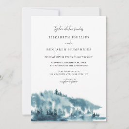 Invitación Watercolor Blue Forest Boda de Invierno