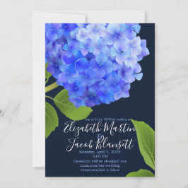 Invitación Watercolor Blue Hydrangea Virtual Boda