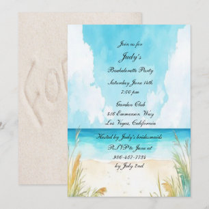Invitación Watercolor Blue Ocean Beach Partido de la Bachelor