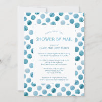 Watercolor Blue Polka Dot Baby Shower por correo