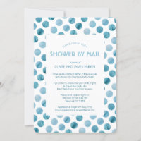 Watercolor Blue Polka Dot Baby Shower por correo